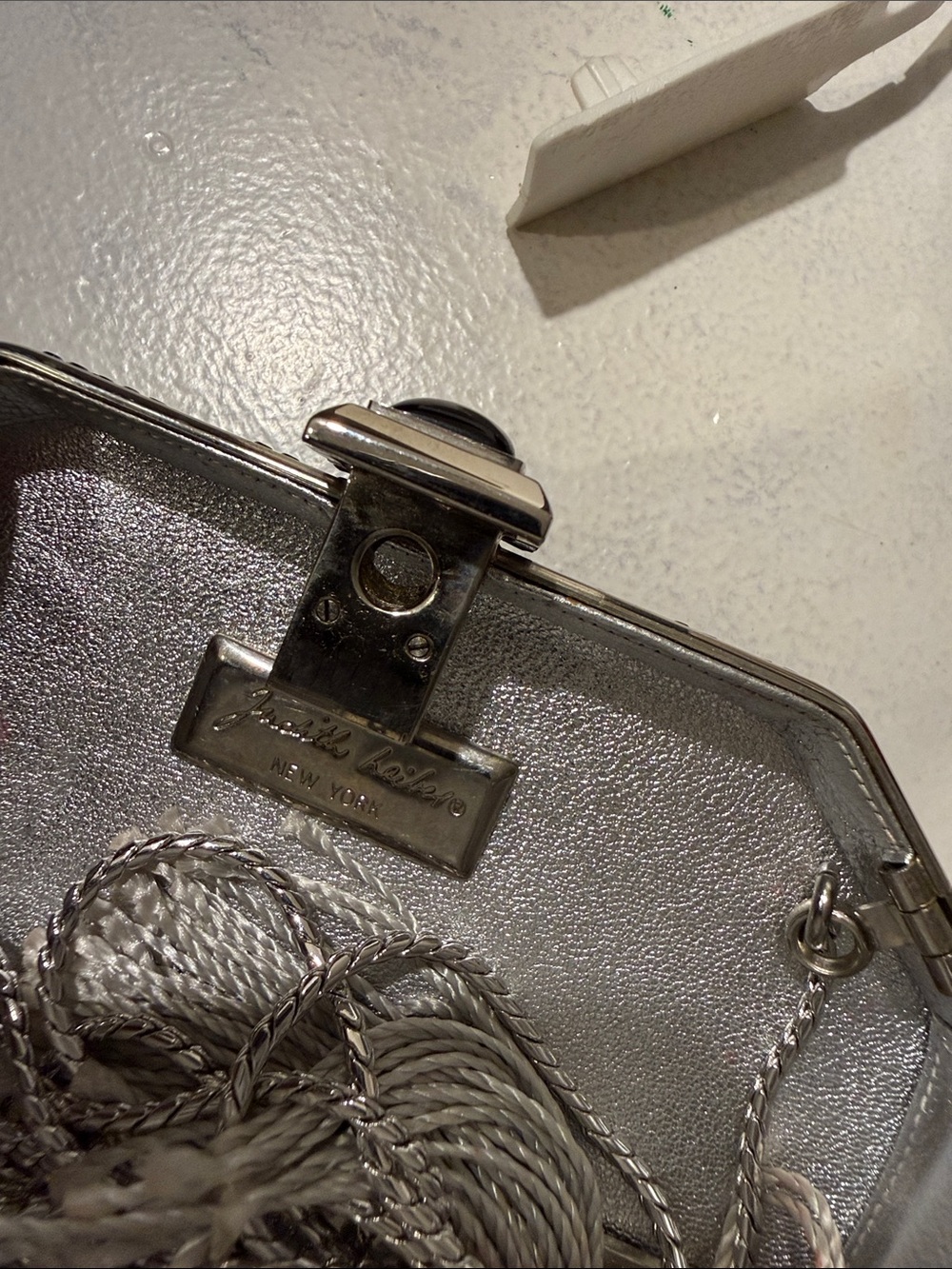 Judith Leiber Metallic Silver Evening Minaudière. / small comb new without tags